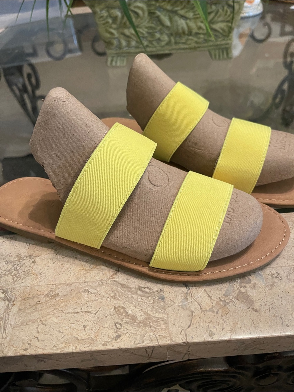 Women's Double-Strap Slide Sandals in Yellow